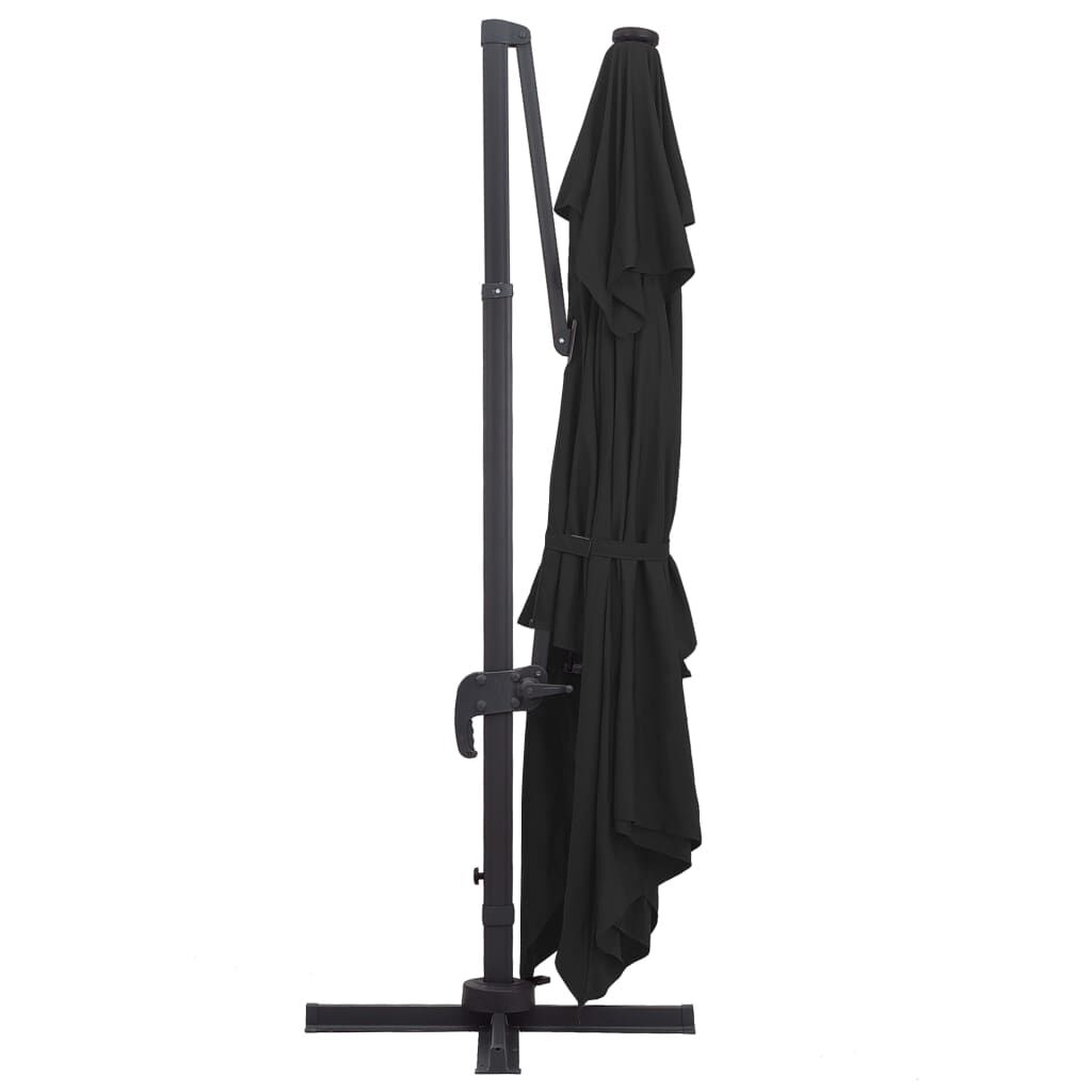 vidaXL Cantilever Ομπρέλα με LED, κοντάρι αλουμινίου 400x300 cm Μαύρη