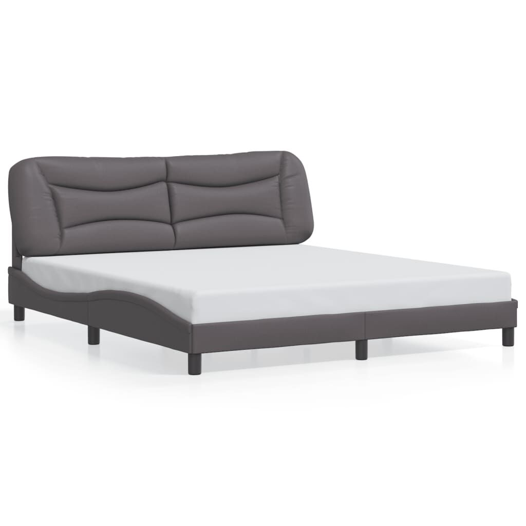 vidaXL Πλαίσιο Κρεβατιού με Κεφαλάρι Γκρι 180x200 εκ. Συνθετικό Δέρμα