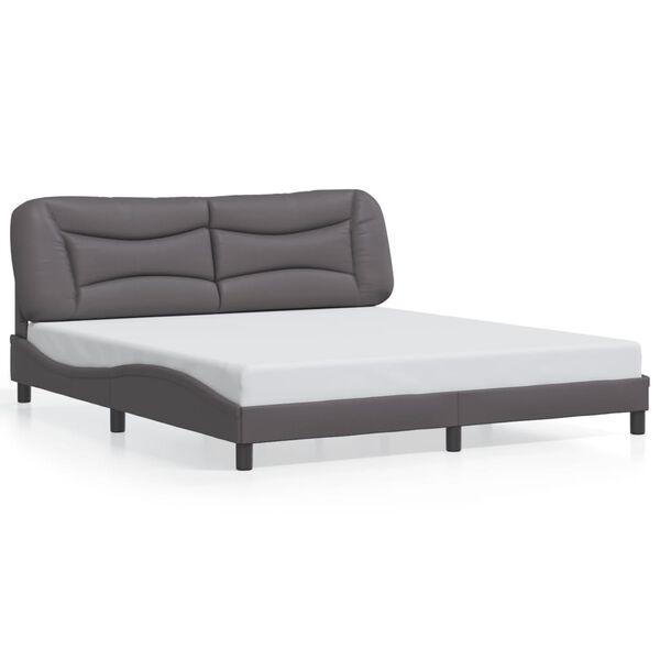 vidaXL Πλαίσιο Κρεβατιού με Κεφαλάρι Γκρι 180x200 εκ. Συνθετικό Δέρμα