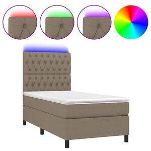 vidaXL &Kappa;&rho;&epsilon;&beta;ά&tau;&iota; Boxspring &mu;&epsilon; &Sigma;&tau;&rho;ώ&mu;&alpha; & LED Taupe 80x200 &epsilon;&kappa;. &Upsilon;&phi;&alpha;&sigma;&mu;ά&tau;&iota;&nu;&omicron;