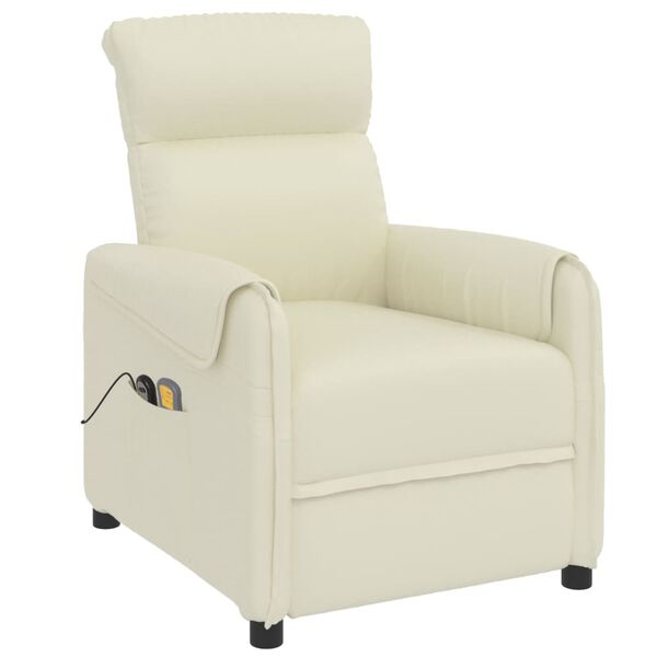 vidaXL Πολυθρόνα Μασάζ Ηλεκτρική Κρεμ από Συνθετικό Δέρμα