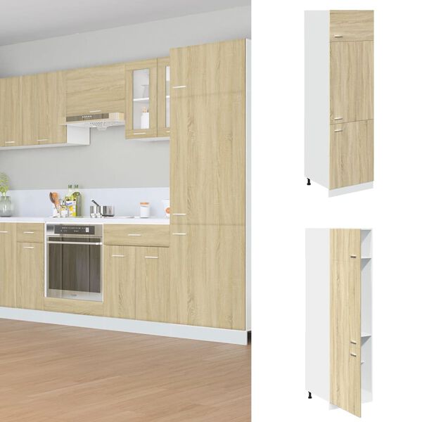 vidaXL Ντουλάπι Ψυγείου Lyon Sonoma Δρυς 60x57x207εκ.