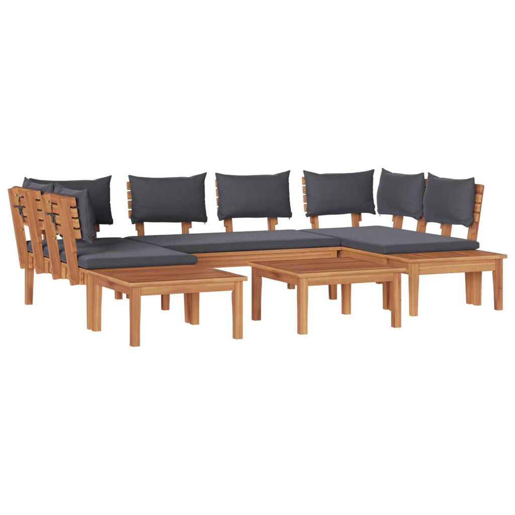 vidaXL Σετ Παγκάκι Κήπου 4 pcs Καφέ, Γκρί Πολυ rattan, βαμμένο ατσάλι