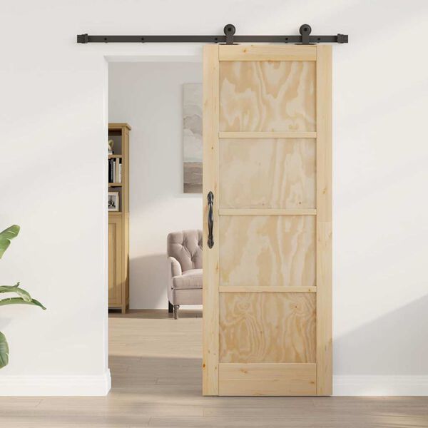 vidaXL Συρόμενη Πόρτα ORKDAL Φυσικό και μαύρο 73.5 x 198.5 εκ.