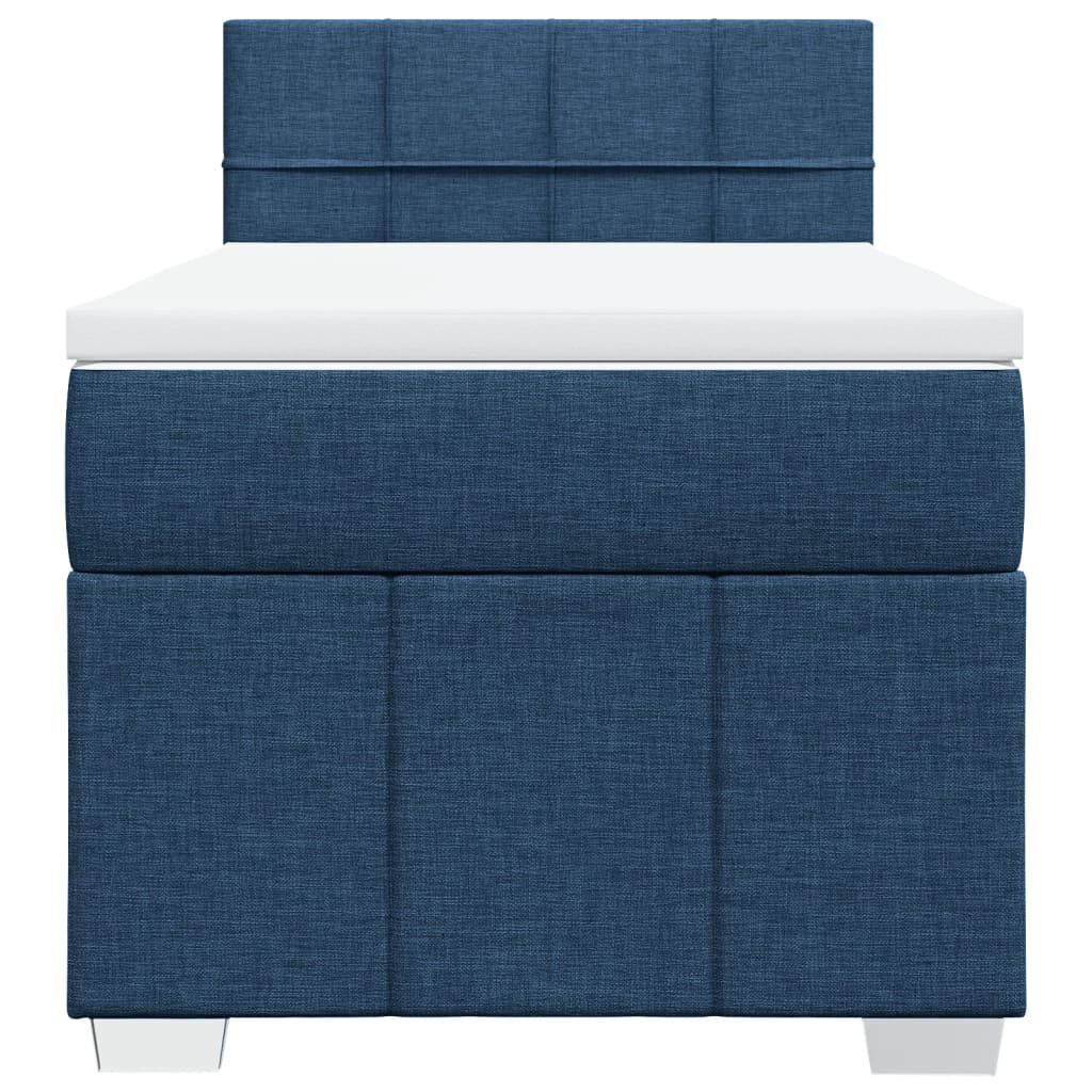 vidaXL Κρεβάτι Boxspring με Στρώμα Μπλε 90x200 εκ.Υφασμάτινο