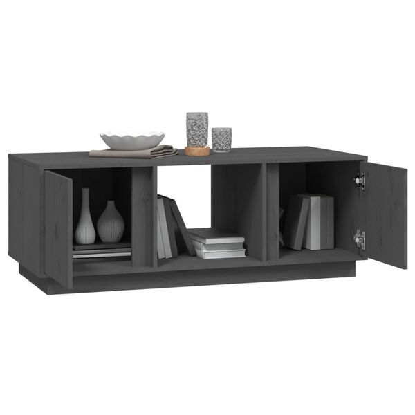 vidaXL Τραπεζάκι Σαλονιού Γκρι 110 x 50 x 40 εκ. από Μασίφ Ξύλο Πεύκου