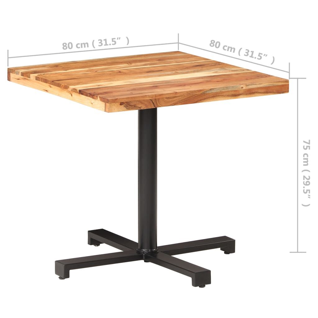 vidaXL Τραπέζι Bistro Τετράγωνο 80 x 80 x 75 εκ. Μασίφ Ξύλο Ακακίας