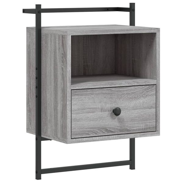 vidaXL Κομοδίνα Επιτοίχια 2 τεμ. Γκρι Sonoma 40x30x61 εκ Επεξεργ. Ξύλο