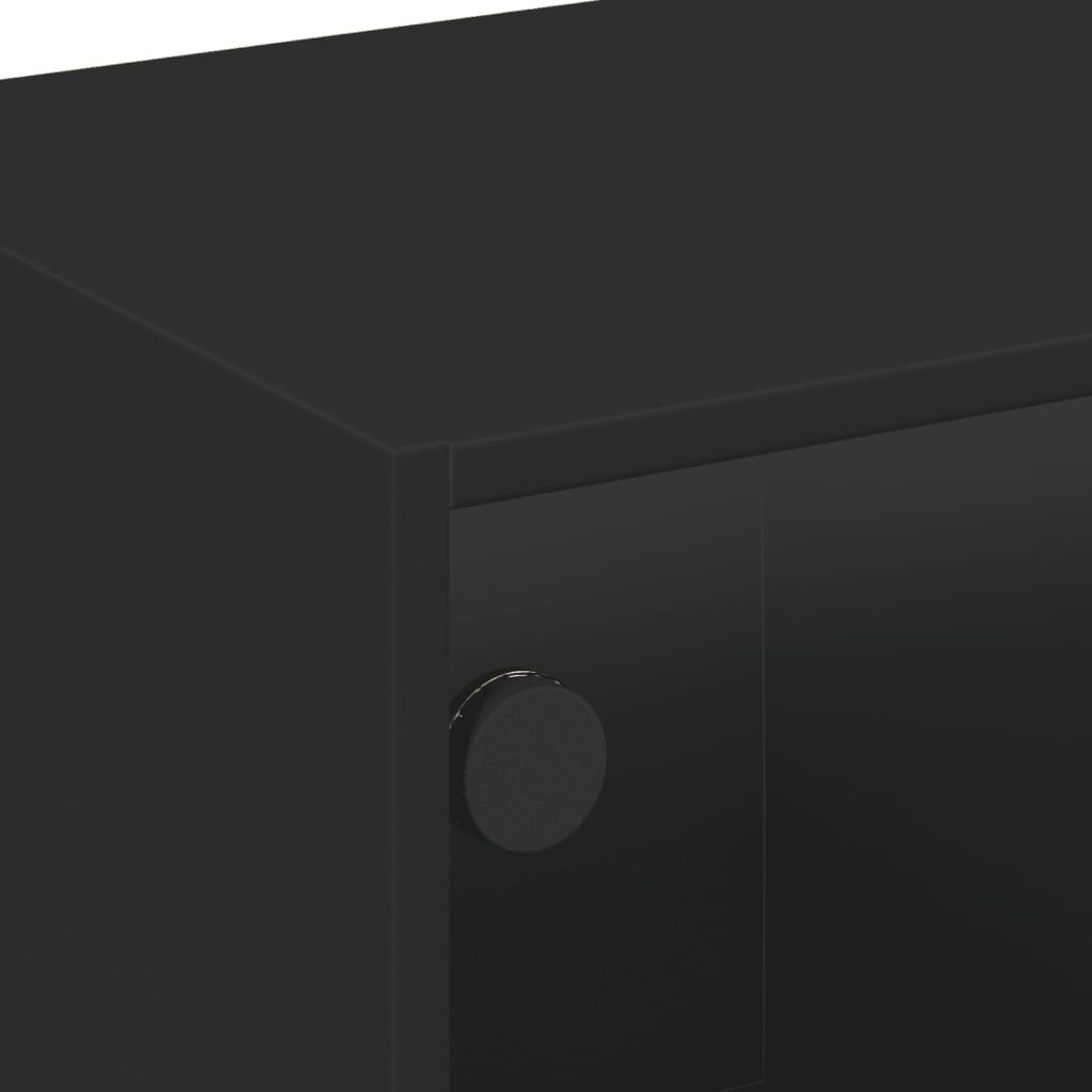 vidaXL Τραπεζάκι Σαλονιού Μαύρο 68x50x42 εκ. με Γυάλινες Πόρτες