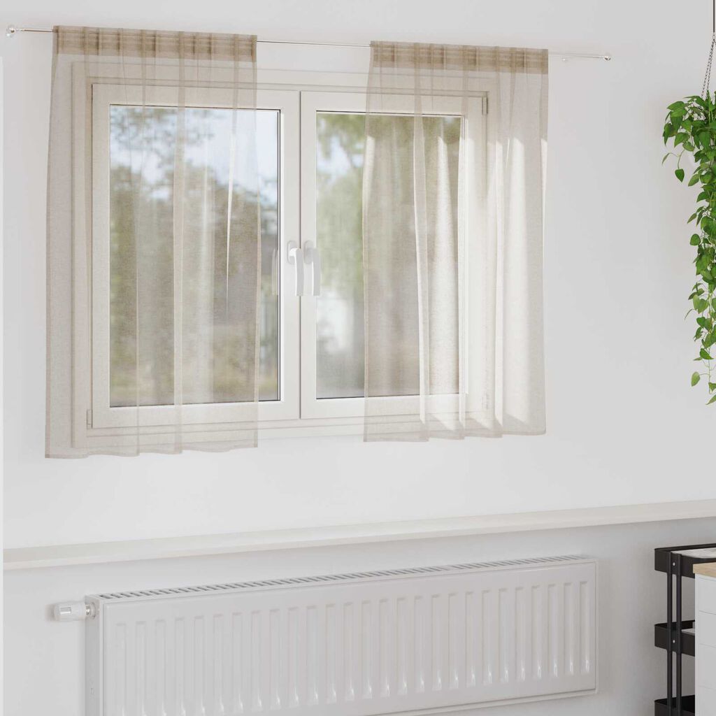 vidaXL Κουρτίνες με κουρτίνες 2 pcs Άμμος 140 x 140 εκ. Πολυεστέρας