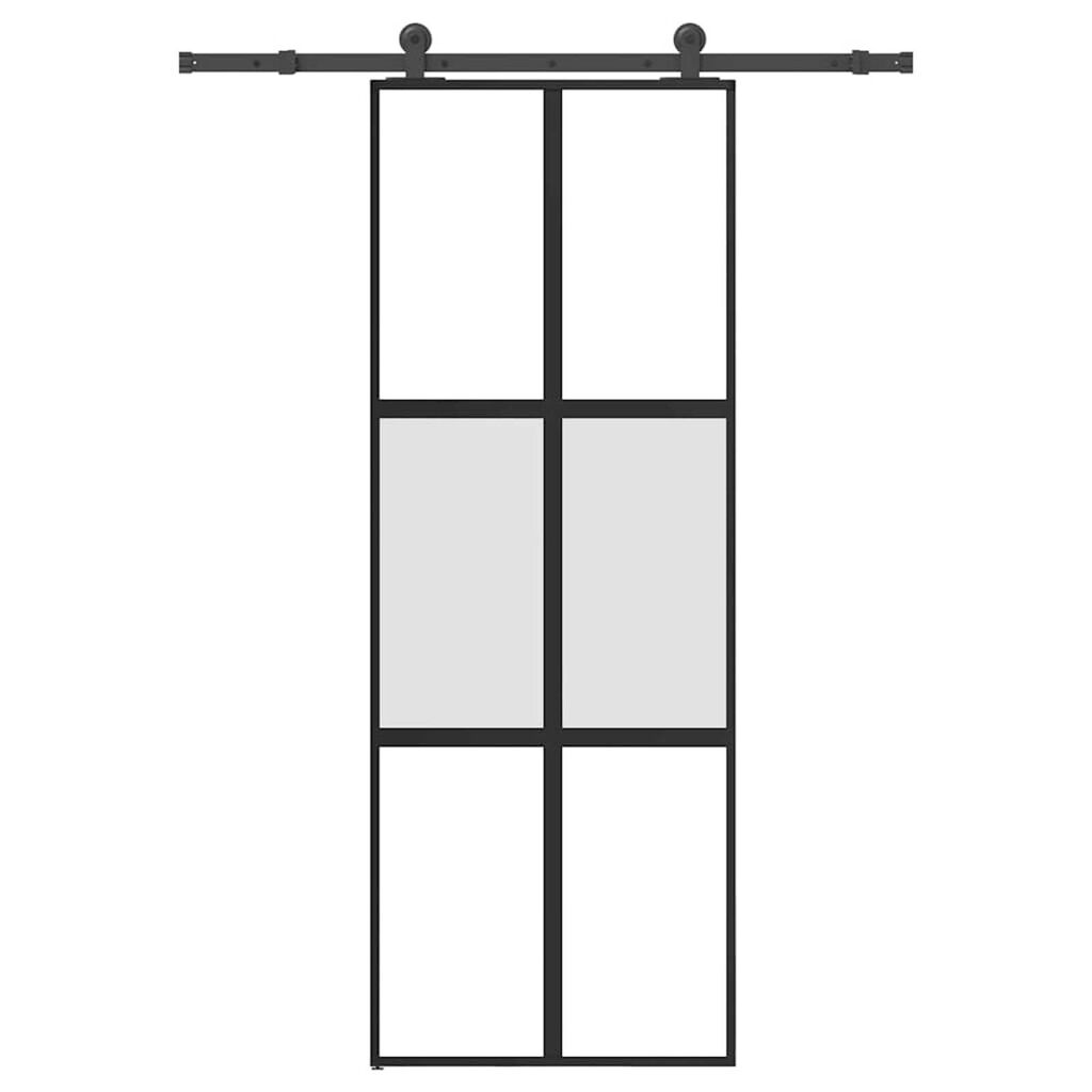 vidaXL Συρόμενη πόρτα με σετ υλικού 76x205 cm από γυαλί&Αλουμίνιο