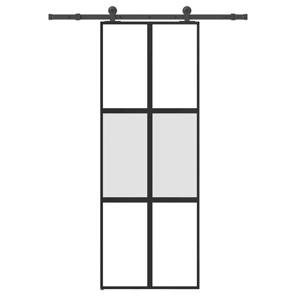 vidaXL Συρόμενη πόρτα με σετ υλικού 76x205 cm από γυαλί&Αλουμίνιο