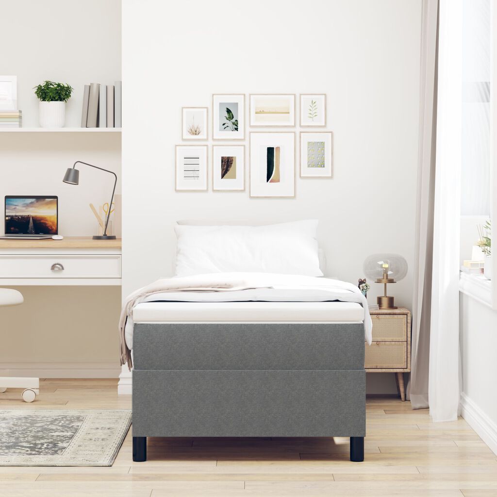 vidaXL Κρεβάτι Box Spring με Στρώμα Γκρι Μονό Βελούδο