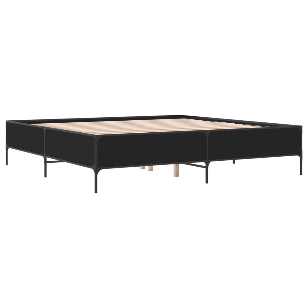 vidaXL Πλαίσιο Κρεβατιού Μαύρο 180 x 200 εκ. Επεξ. Ξύλο & Μέταλλο