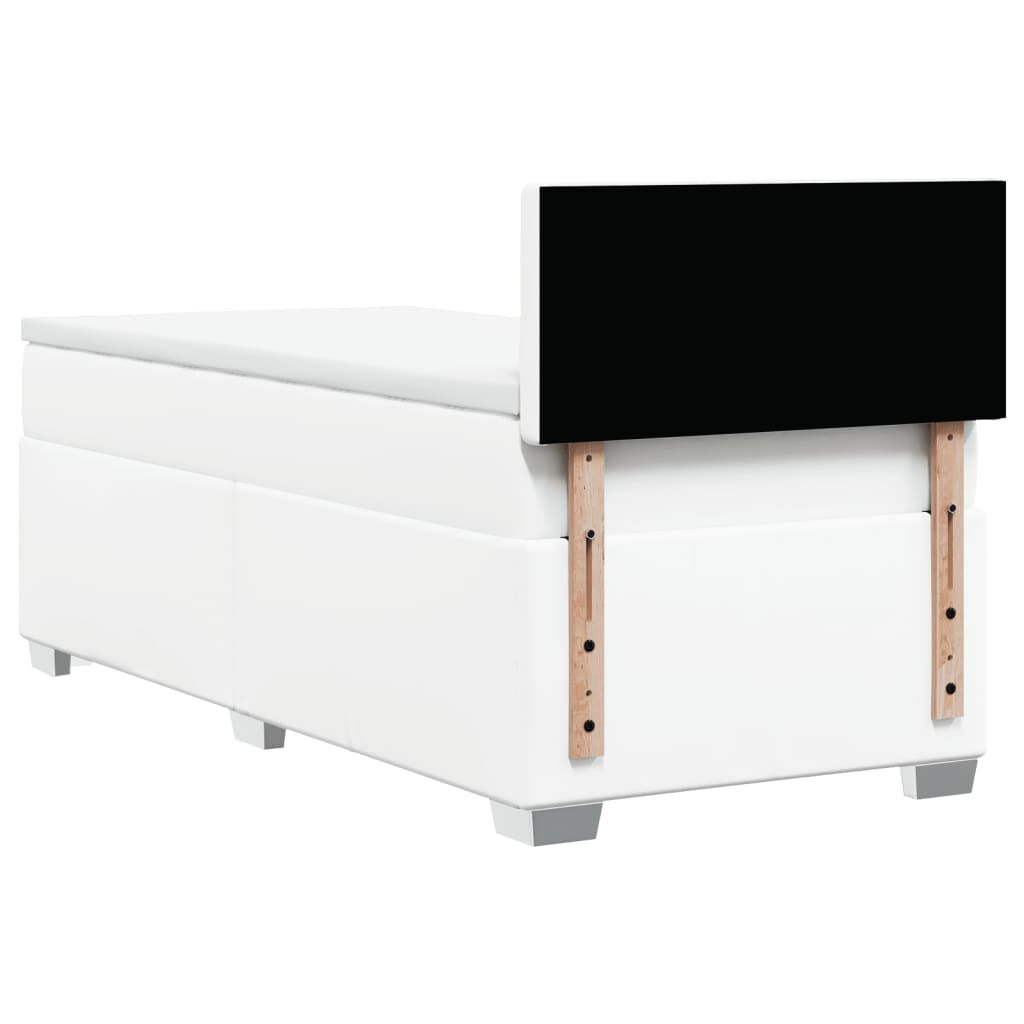 vidaXL Κρεβάτι Boxspring με Στρώμα Λευκό 90x190εκ. από Συνθετικό Δέρμα