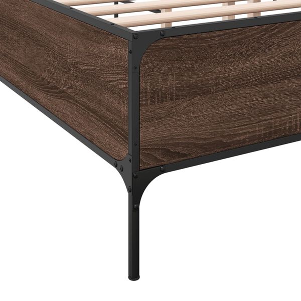 vidaXL Πλαίσιο Κρεβατιού Καφέ Δρυς 160x200 εκ. Επεξ. Ξύλο & Μέταλλο