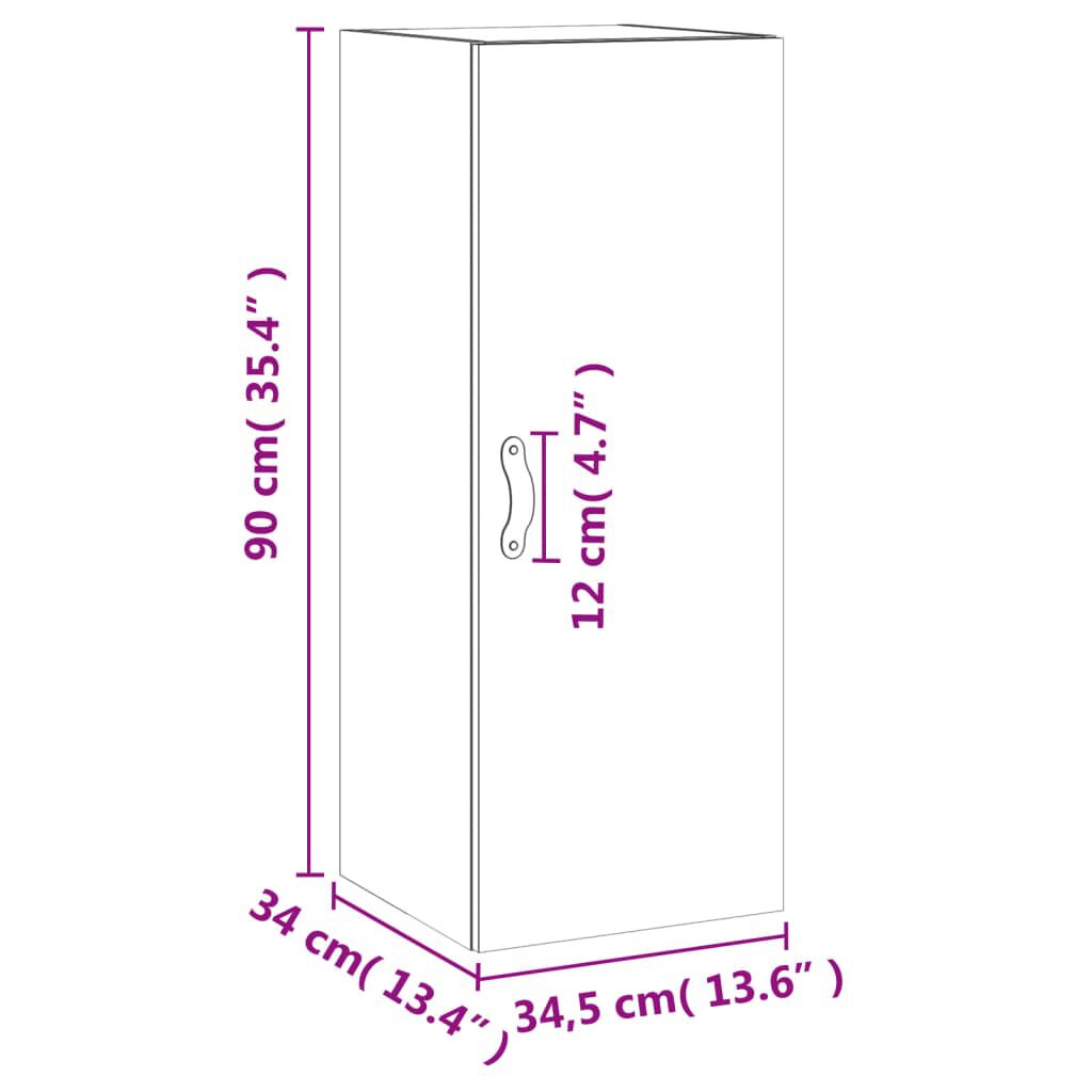 vidaXL Ντουλάπι Τοίχου Γκρι Sonoma 34,5 x 34 x 90 εκ.