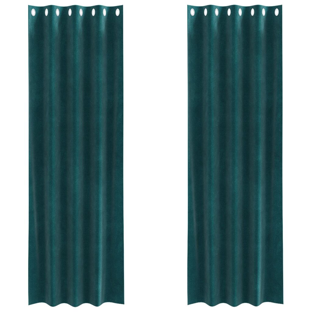 vidaXL Κουρτίνες 2 pcs Σκούρο Πράσινο 140 x 260 cm Βελούδο
