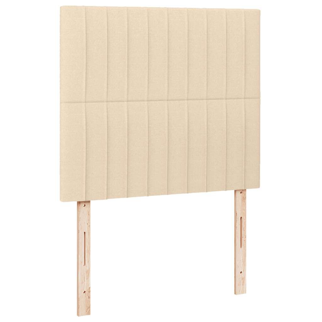vidaXL Κρεβάτι Boxspring με Στρώμα & LED Κρεμ 120x190 εκ. Υφασμάτινο