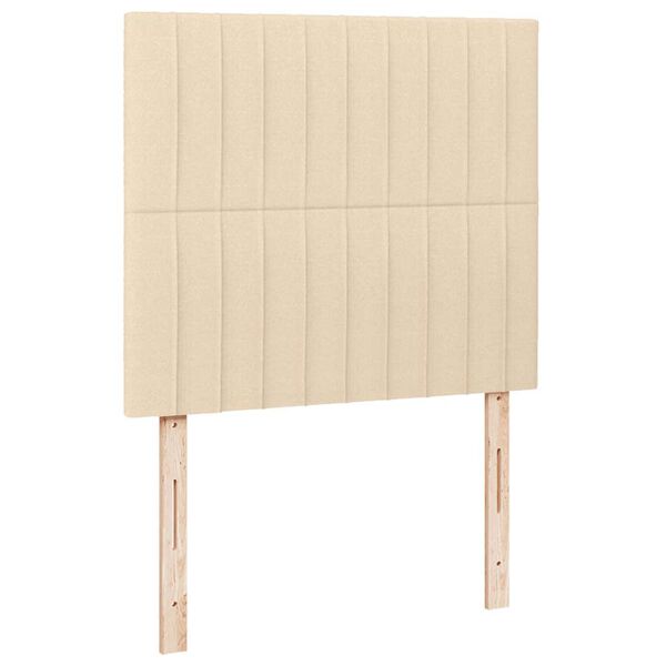 vidaXL Κρεβάτι Boxspring με Στρώμα & LED Κρεμ 120x190 εκ. Υφασμάτινο