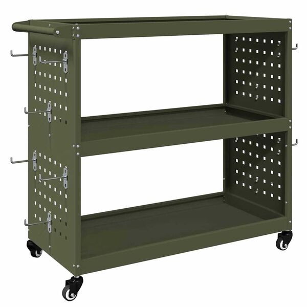 vidaXL Καρότσι εργαλείων με ράφι Λαδί 75 x 35 x 73 εκ. Κρύα χάλυβας