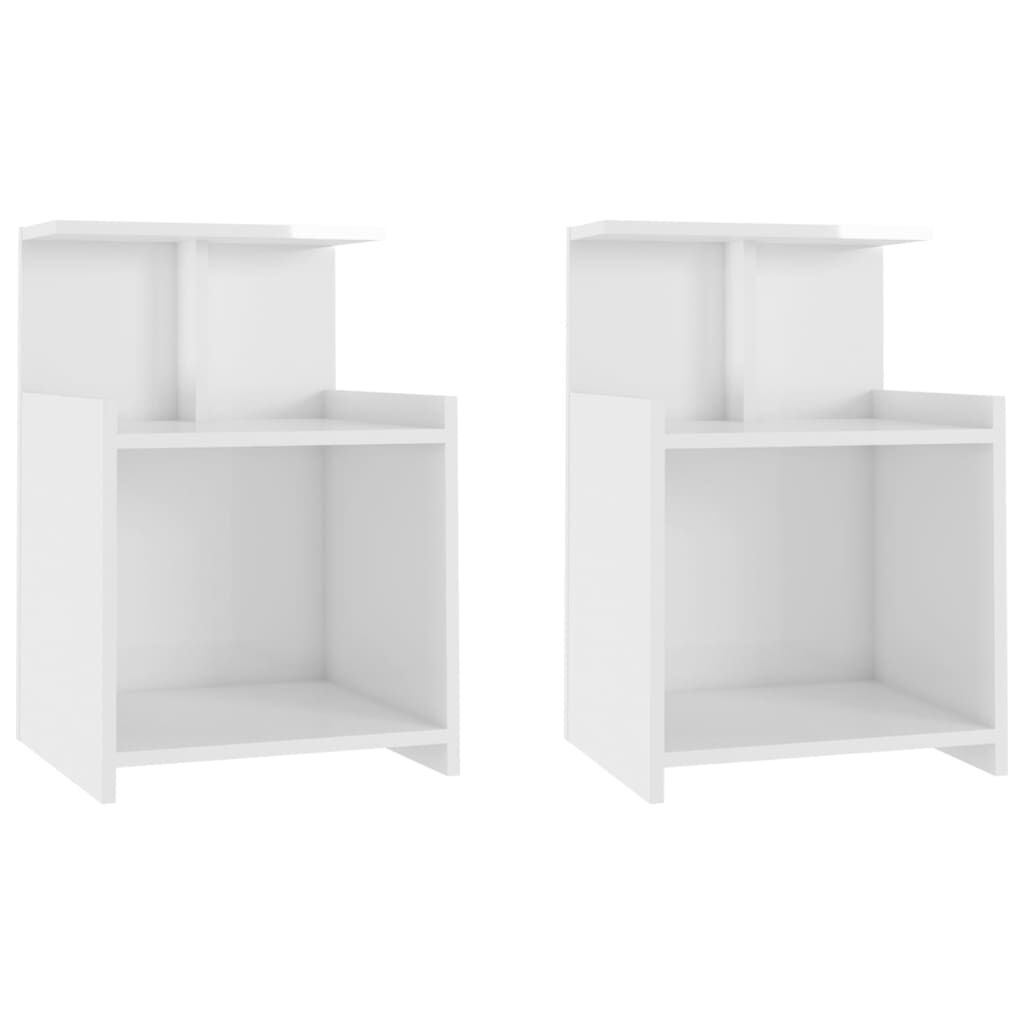 vidaXL Κομοδίνα 2 τεμ. Γυαλιστερό Λευκό 40x35x60 εκ. από Επεξ. Ξύλο