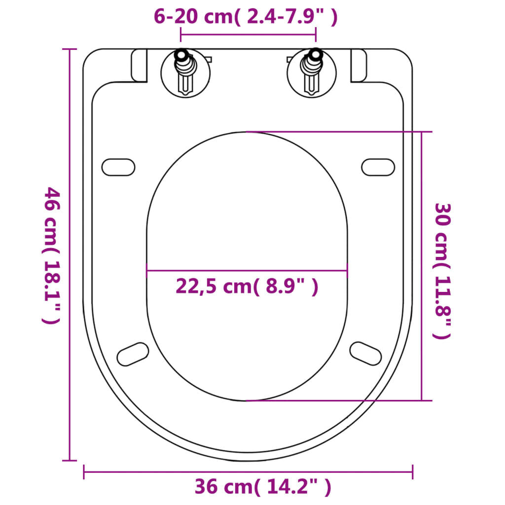 vidaXL Κάλυμμα Λεκάνης με Soft Close & Quick Release Τετράγωνο Λευκό