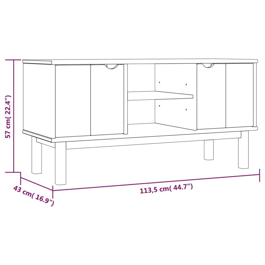 vidaXL Έπιπλο Τηλεόρασης OTTA Καφέ/Γκρι 113,5x43x57 εκ. Μασίφ Πεύκο