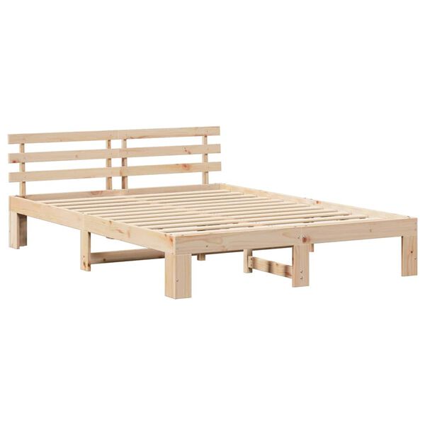 vidaXL Σκελετός Κρεβατιού Καφέ 140 x 200 cm Μασίφ ξύλο πεύκου