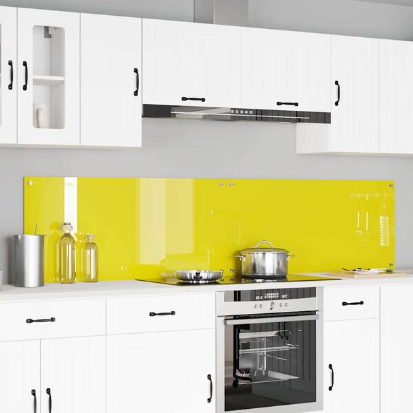 vidaXL Πίσω Πάνελ Κουζίνας 2 pcs Κίτρινο 110 x 50 cm σκληρυμένο γυαλί