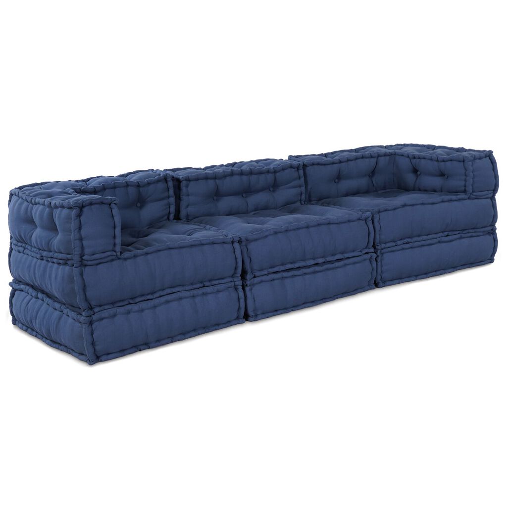 vidaXL Modular Pouffes 3 τμχ από ύφασμα Indigo