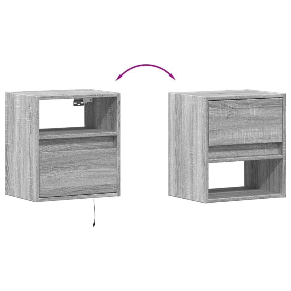 vidaXL Έπιπλα Τοίχου Τηλ. με LED 2 Τεμ. Γκρι Sonoma 41x31x45 εκ.