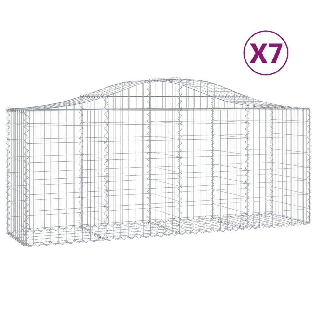 vidaXL Συρματοκιβώτια Τοξωτά 7 τεμ. 200x50x80/100 εκ. Γαλβαν. Ατσάλι