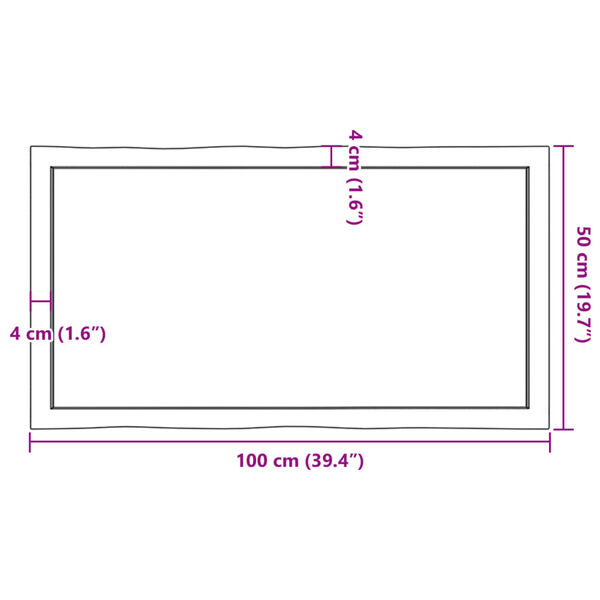 vidaXL Επιφ Τραπεζιού Αν Καφέ 100x50x(2-4)εκ.Ακατέργ. Μασίφ Ξύλο Δρυός