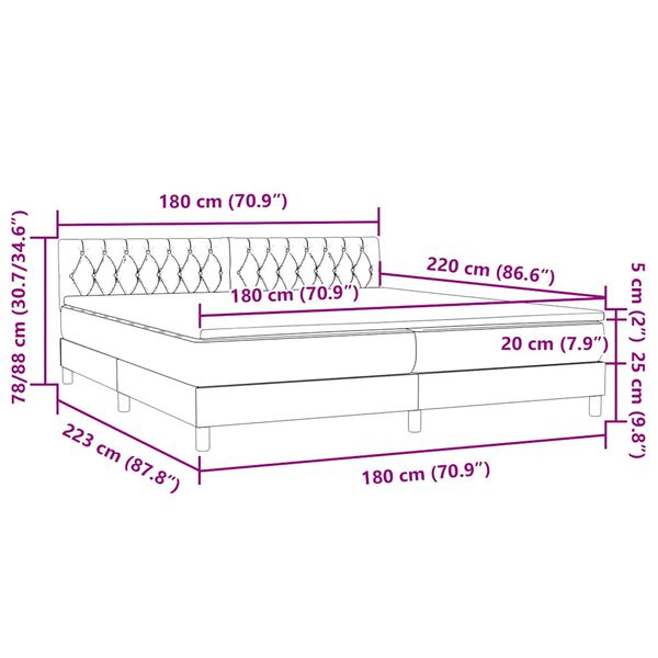 vidaXL Box Spring κρεβάτι με στρώμα ροζ 180x220 cm Βελούδινο