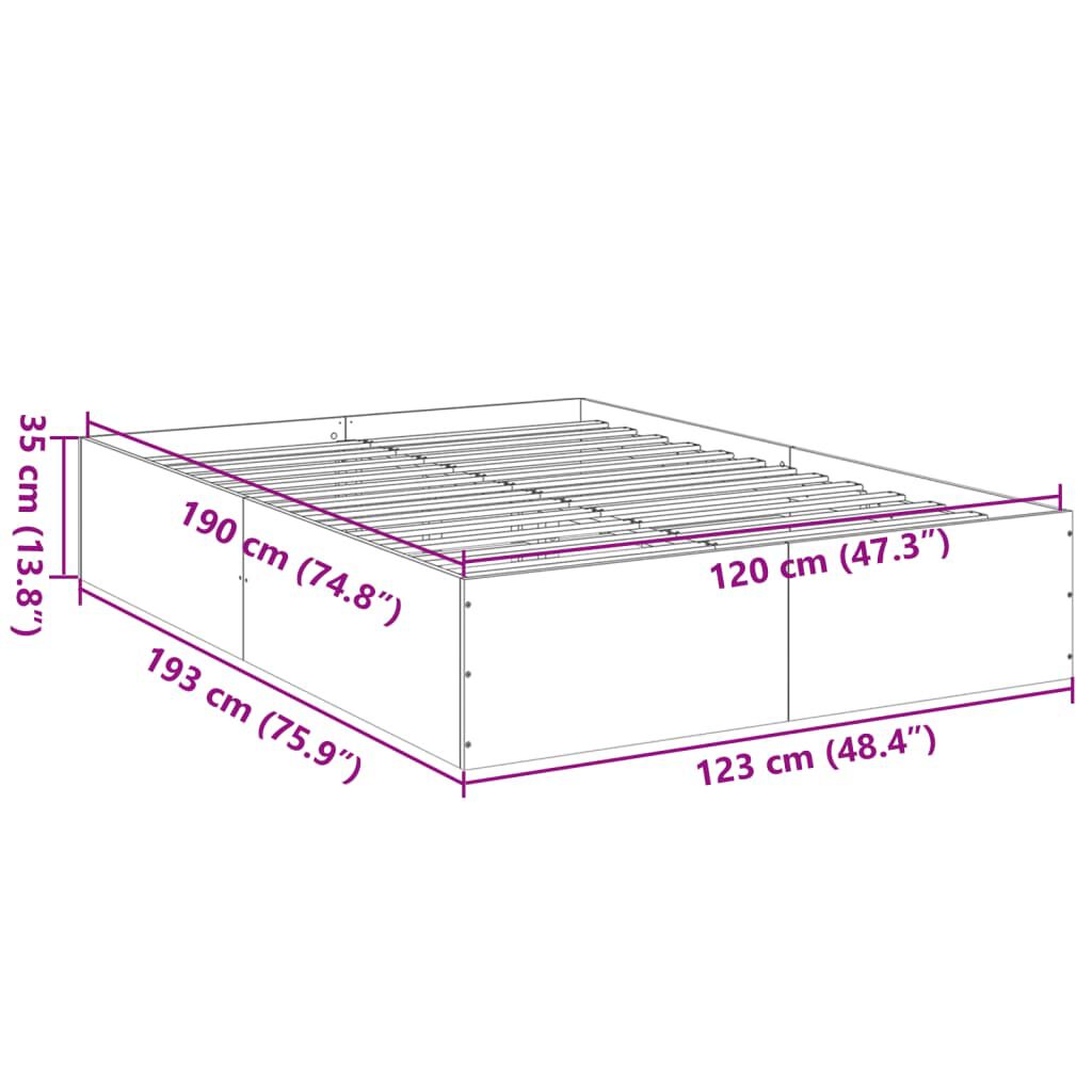 vidaXL Πλαίσιο Κρεβατιού Λευκό 120 x 190 εκ. Επεξεργασμένο Ξύλο