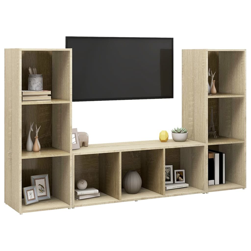 vidaXL Έπιπλα Τηλεόρασης 3 τεμ. Sonoma Δρυς 107x35x37 εκ. Μοριοσανίδα