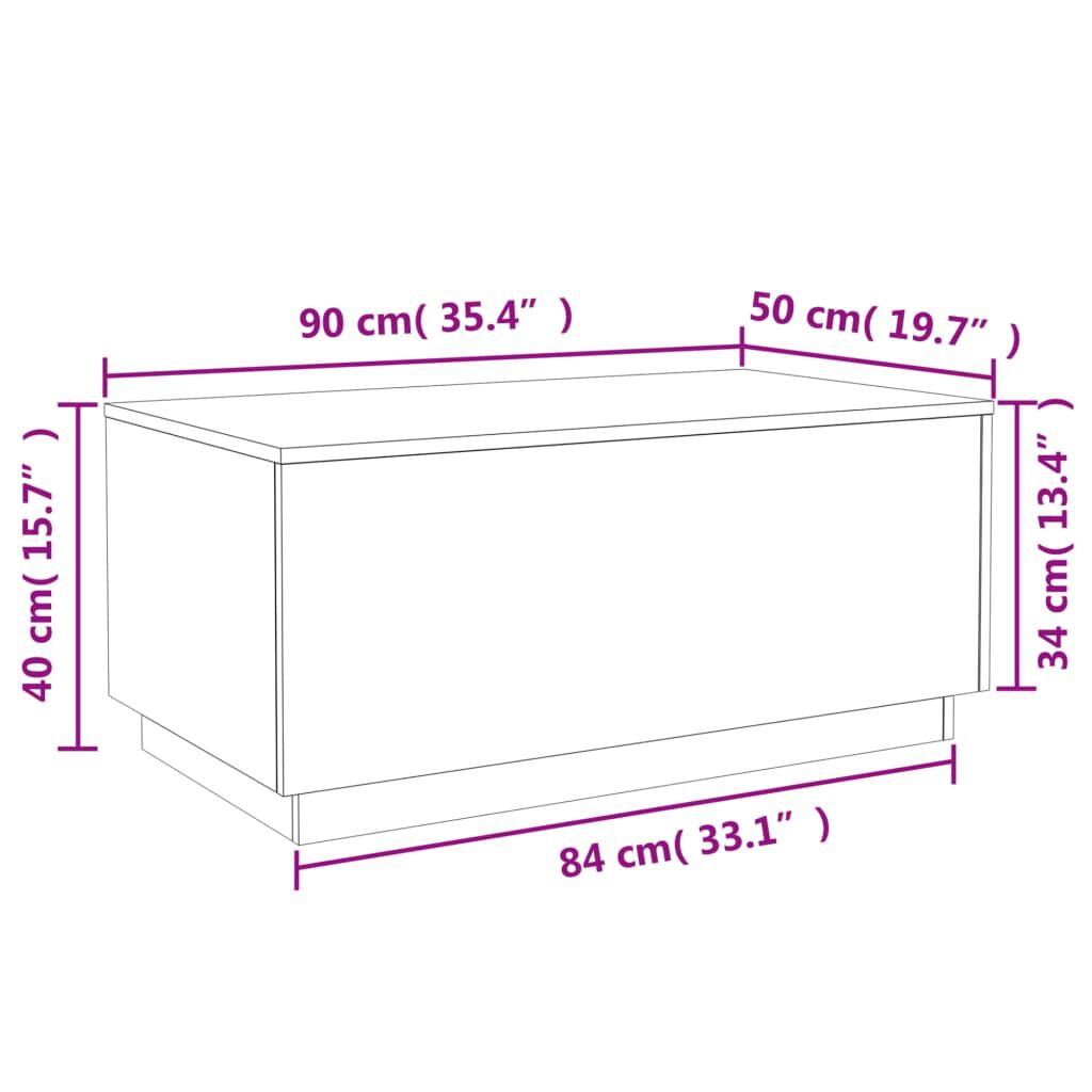 vidaXL Τραπεζάκι Σαλονιού με LED Καφέ Δρυς 90 x 50 x 40 εκ.