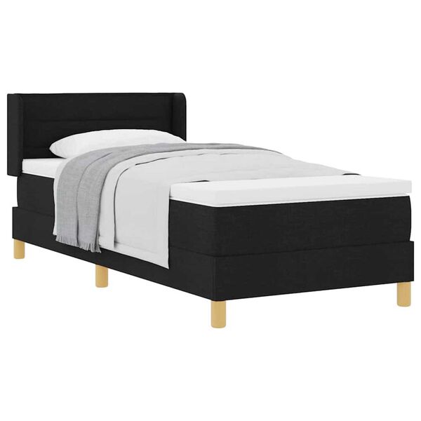 vidaXL Κρεβάτι με ελατήρια Μαύρο και Λευκό 90 x 200 cm ύφασμα