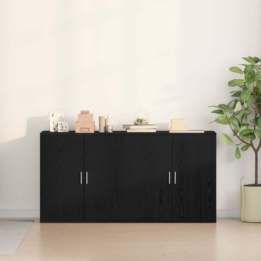 vidaXL Μπουφέδες 2 τεμάχια Μαύρος Δρύς 79x38x80 εκ Επεξεργασμένο Ξύλο
