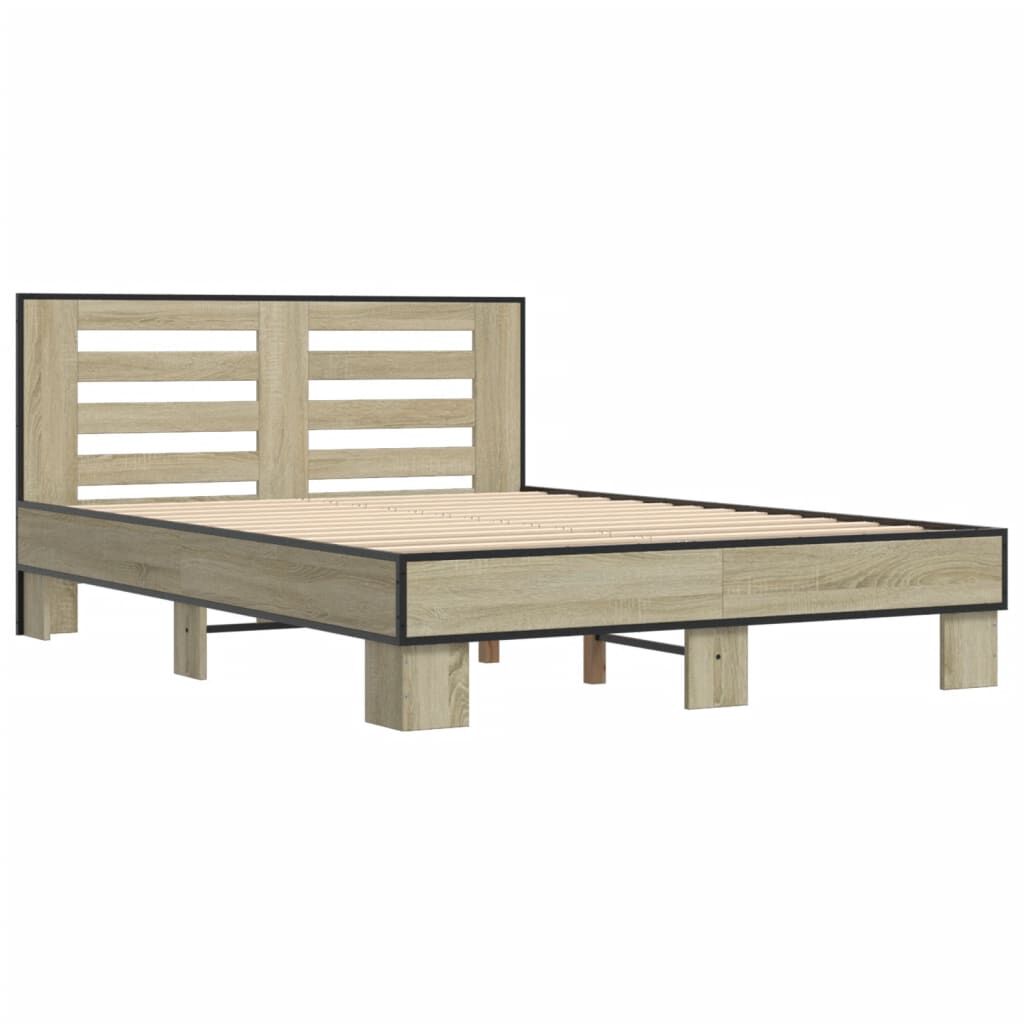 vidaXL Πλαίσιο Κρεβατιού Sonoma Δρυς 120x200 εκ. Επεξ. Ξύλο & Μέταλλο