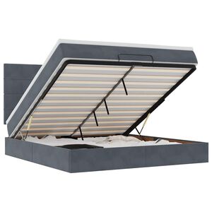 vidaXL Οθωμανικό κρεβάτι με στρώματα Σκούρο γκρι 160x200cm Velvet