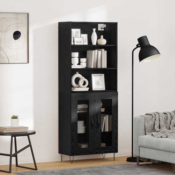 vidaXL Highboard 2 pcs &Mu;&alpha;ύ&rho;&eta; &Omicron;&xi;&upsilon;ά &Epsilon;&pi;&epsilon;&xi;&epsilon;&rho;&gamma;&alpha;&sigma;&mu;έ&nu;&omicron; &xi;ύ&lambda;&omicron;