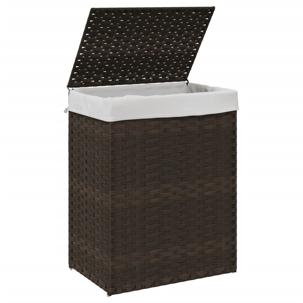 vidaXL Καλάθι Πλυντηρίου με Καπάκι Σκ. Καφέ 46x33x60 εκ. Συνθ. Ρατάν