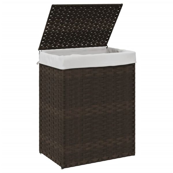 vidaXL Καλάθι Πλυντηρίου με Καπάκι Σκ. Καφέ 46x33x60 εκ. Συνθ. Ρατάν