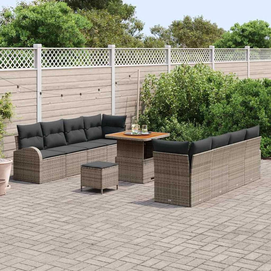 vidaXL Σετ Καναπέ Κήπου με μαξιλάρι 11 pcs Γκρι 80 x 80 x 71 cm