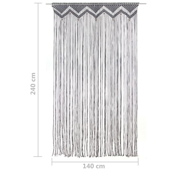 vidaXL Κουρτίνα Μακραμέ Ανθρακί 140 x 240 εκ. Βαμβακερή