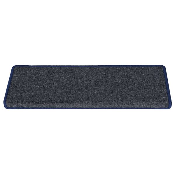 vidaXL Πατάκια Σκαλιών 15 τεμ. 65x21x4 εκ. Σκούρο Γκρι και Μπλε Ορθογώνια Άκρη