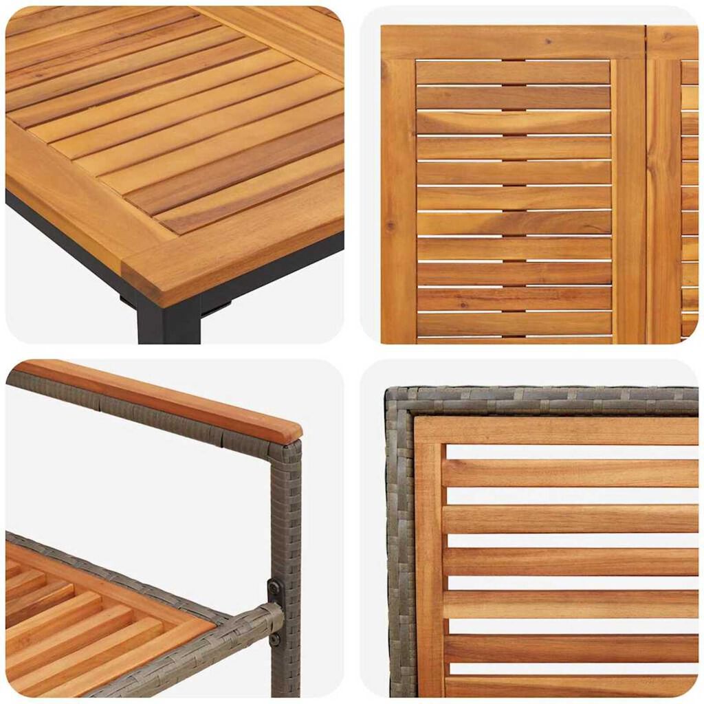 vidaXL Σέτ φαγητού για κήπο 7 pcs Γκρι και Καφέ 200 x 100 x 75 cm