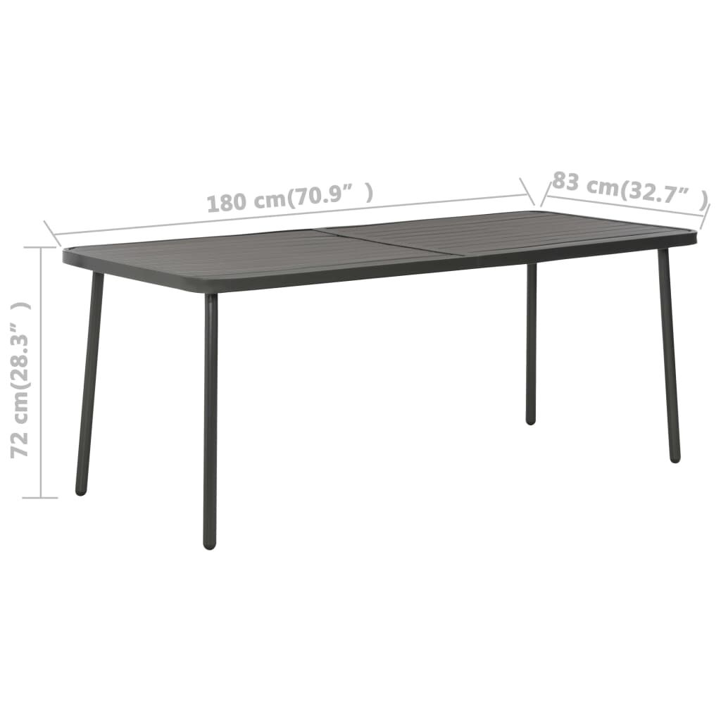 vidaXL Τραπέζι Κήπου Σκούρο Γκρι 180 x 83 x 72 εκ. Ατσάλινο